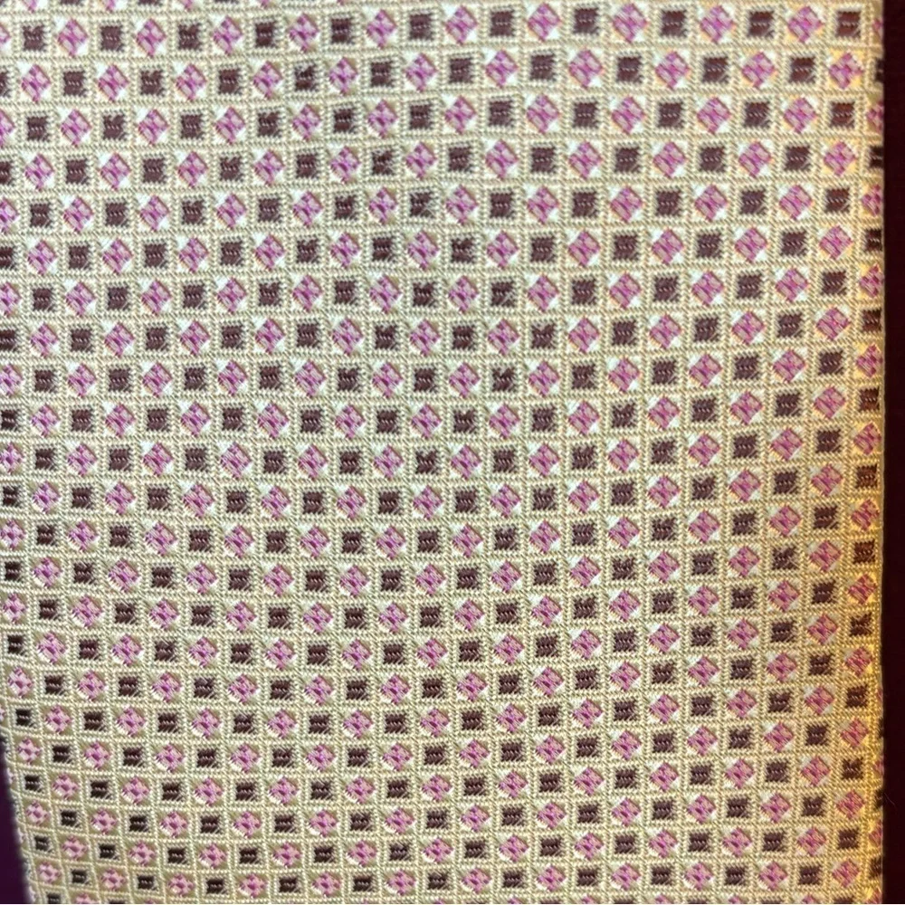 British Oxford Silk Classic Beige and Pink Patterned Men's Tie Made in London